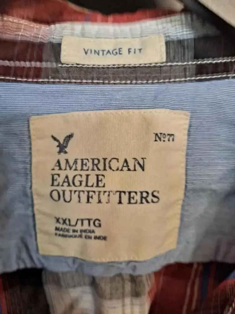 American Eagle Outfitter Plaid Button‎ Up Vintage Fit Size XXL